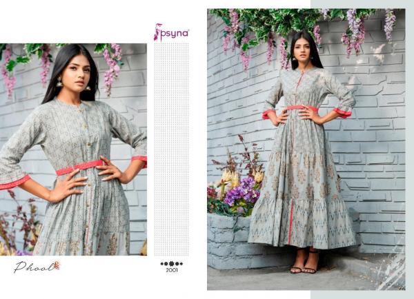 Psyna-Phool-2 Three Layer Prints Gown Style Kurtis